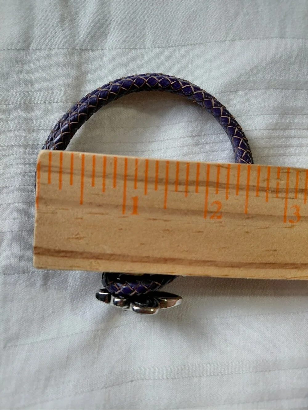 Silver Fluer De Lis Braided Bracelet